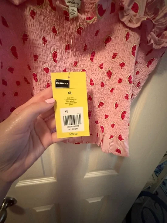 crown & ivy Pink Strawberry Smocked Crop Top with Tie Straps NWT - Picture 3 of 3